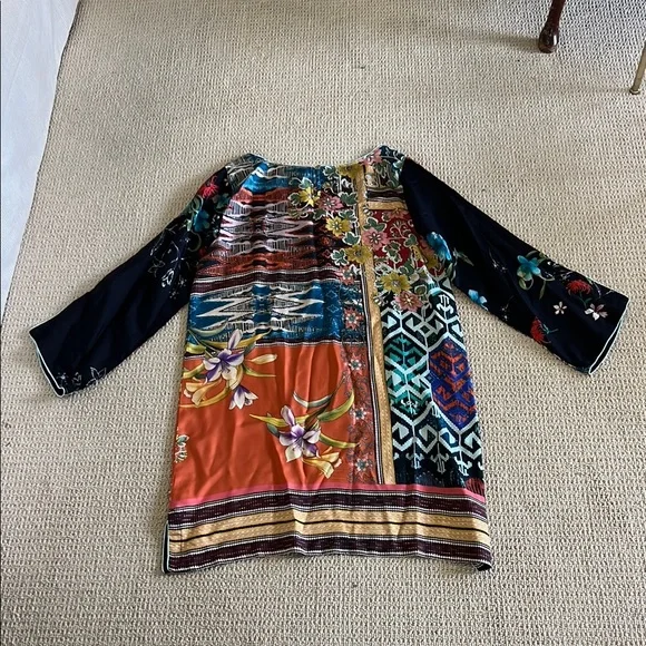 Johnny Was Colorful Floral Patchwork Shift Dress - Picture 4 of 5